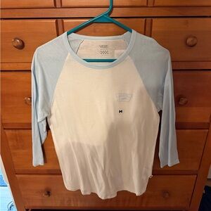 NWT Vans White & Light Blue 3/4 Sleeve Shirt